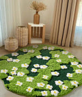 Cute Green Floral Large Bathroom Rugs for Modern Chic Decor
