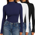 Ekouaer Womens Mock Turtleneck Tops 3 Pack - Slim Thermal Layer