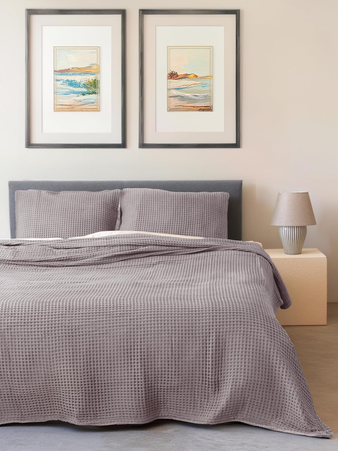 100% Turkish Cotton Waffle Blanket King Size Grey - Luxurious Comfort