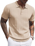 Mens Knit Polo Shirt for Men Slim Fit Ribbed Textured Polo