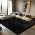 6x9 Fluffy Area Rug for Living Room - Soft Black Shag Rug