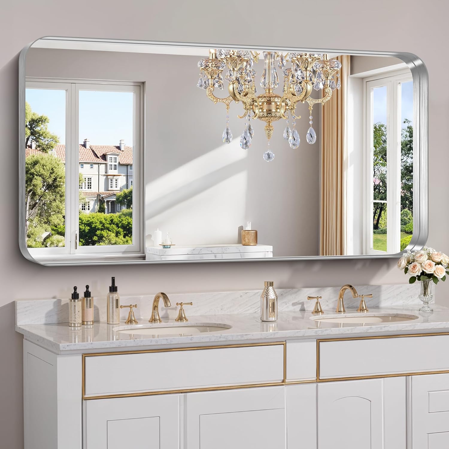 FORBATH 60x30 Inch Large Bathroom Mirror for Double Sinks