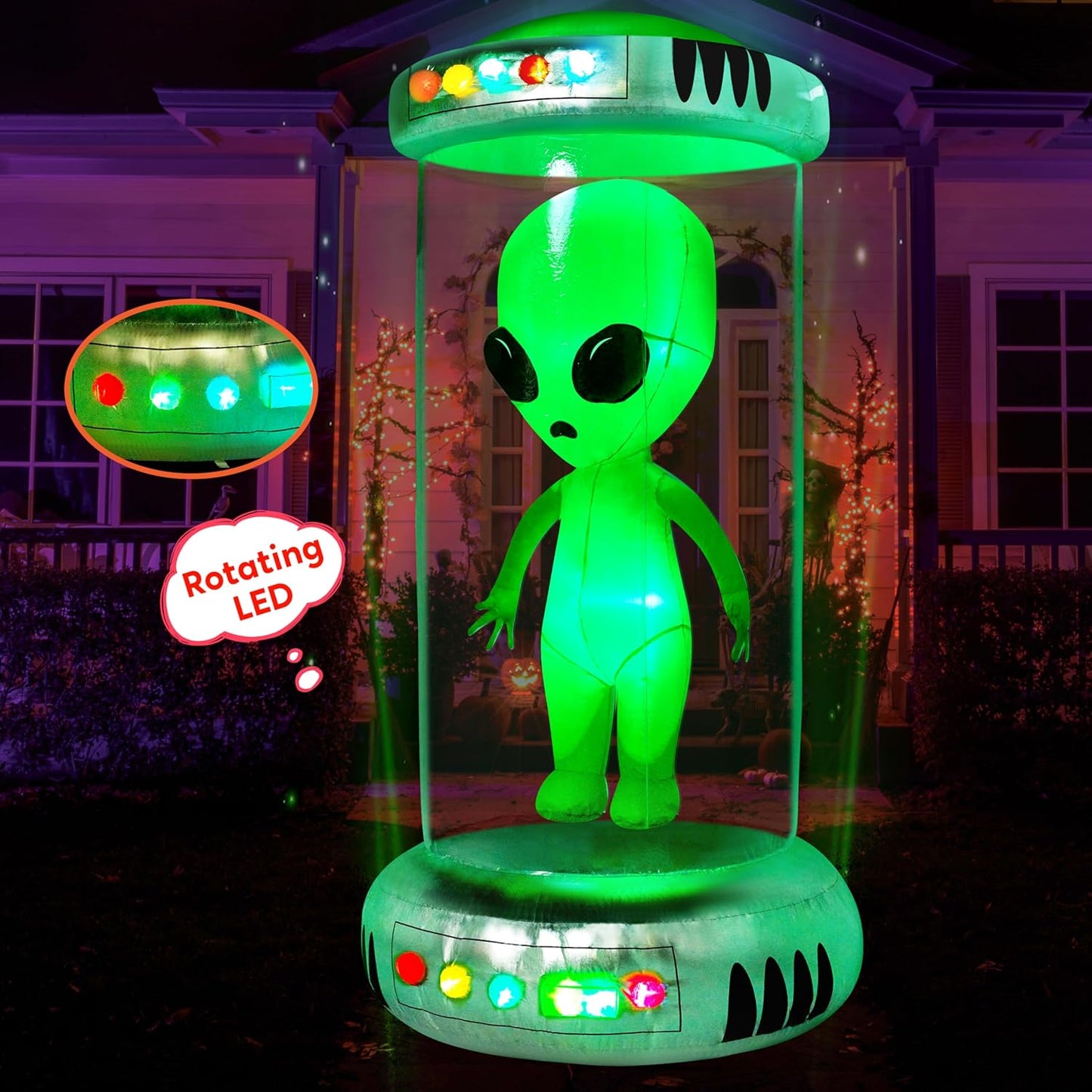 7 ft Tall Halloween Inflatable Alien Decoration for Yard Fun