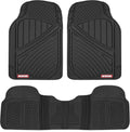 All-Weather Rubber Car Floor Mats 3-Piece Set - Heavy-Duty Black