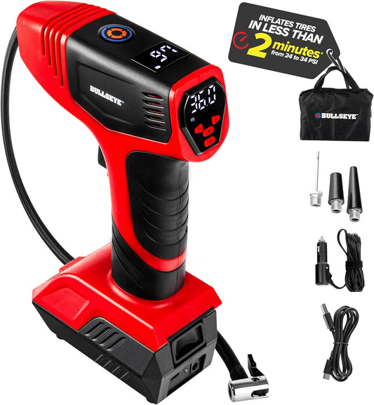 EMSON BULLSEYE PRO Tire Inflator - Portable & Rechargeable - 150 PSI