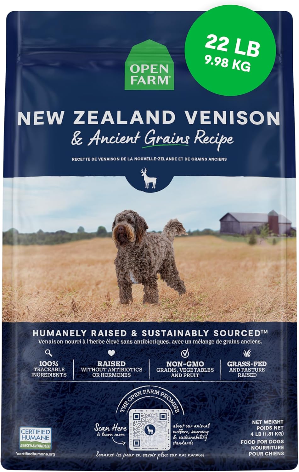 Open Farm Ancient Grains Dry Dog Food with New Zealand Venison