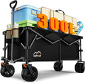 300L Extra Large Collapsible Wagon 440lb Capacity - Black Utility Cart