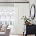 Beige White 70 in x 96 in Pinch Pleat Linen Curtains - Light Filtering