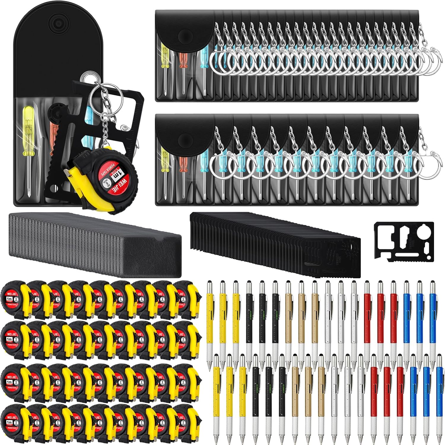 144 Pcs Mini Tape Screwdriver Keychain Set for Men Gifts