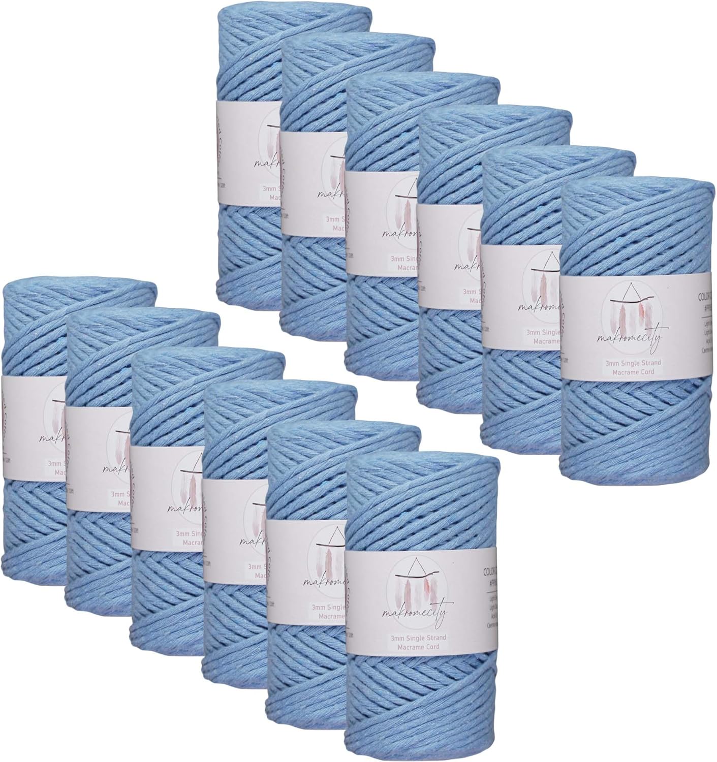 12 Skeins of 3mm Single Strand Macrame Cord for Crafts