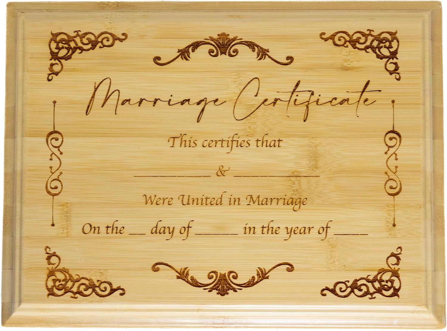 Handcrafted Marriage Certificate Plaque for Elegant Display