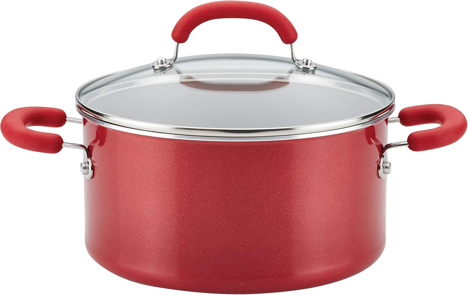 Rachael Ray Nonstick Stock Pot with Lid - 6 Quart Red Cookware