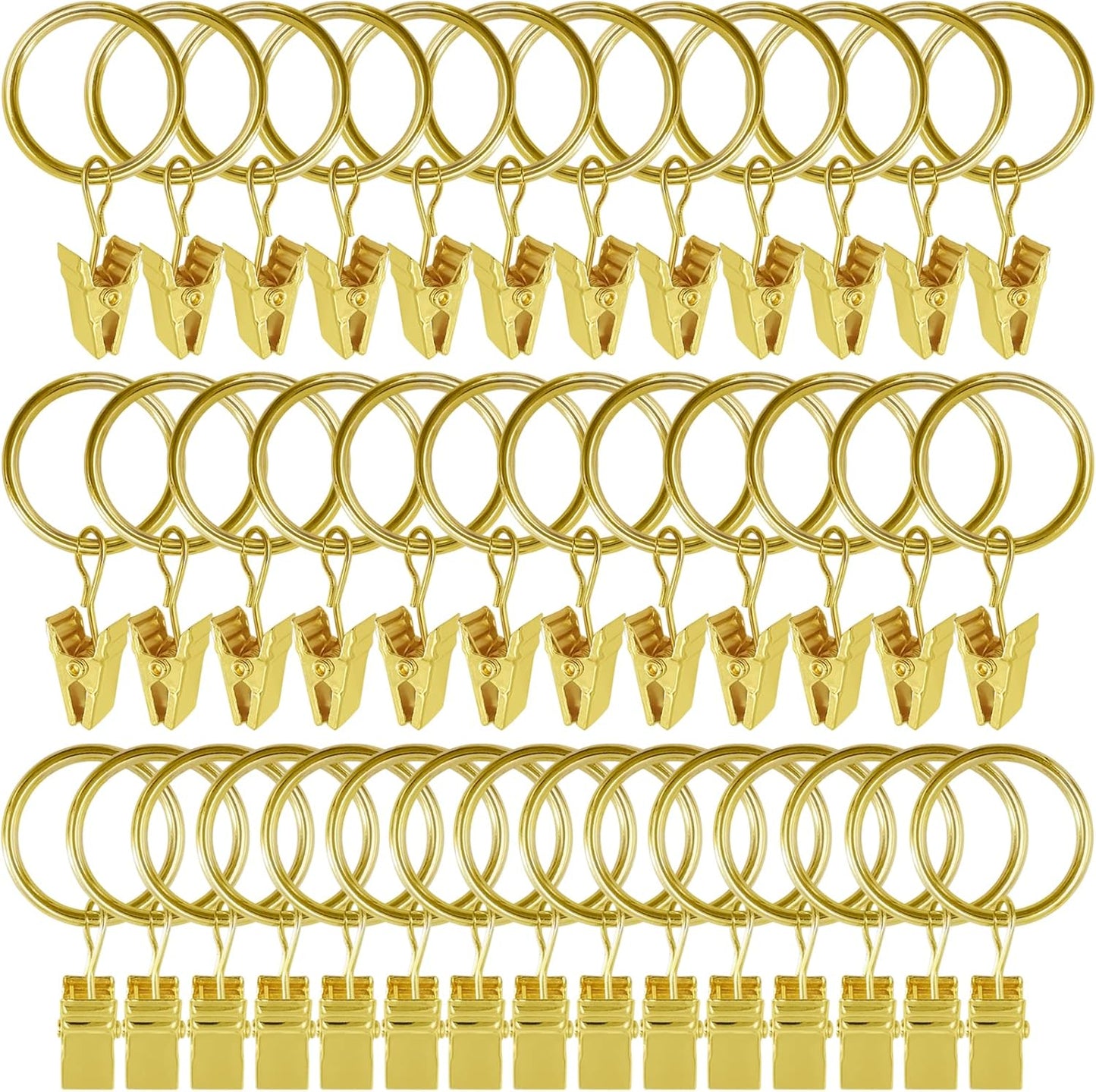 Gold Curtain Rings with Clips - Easy Drape Hanging!