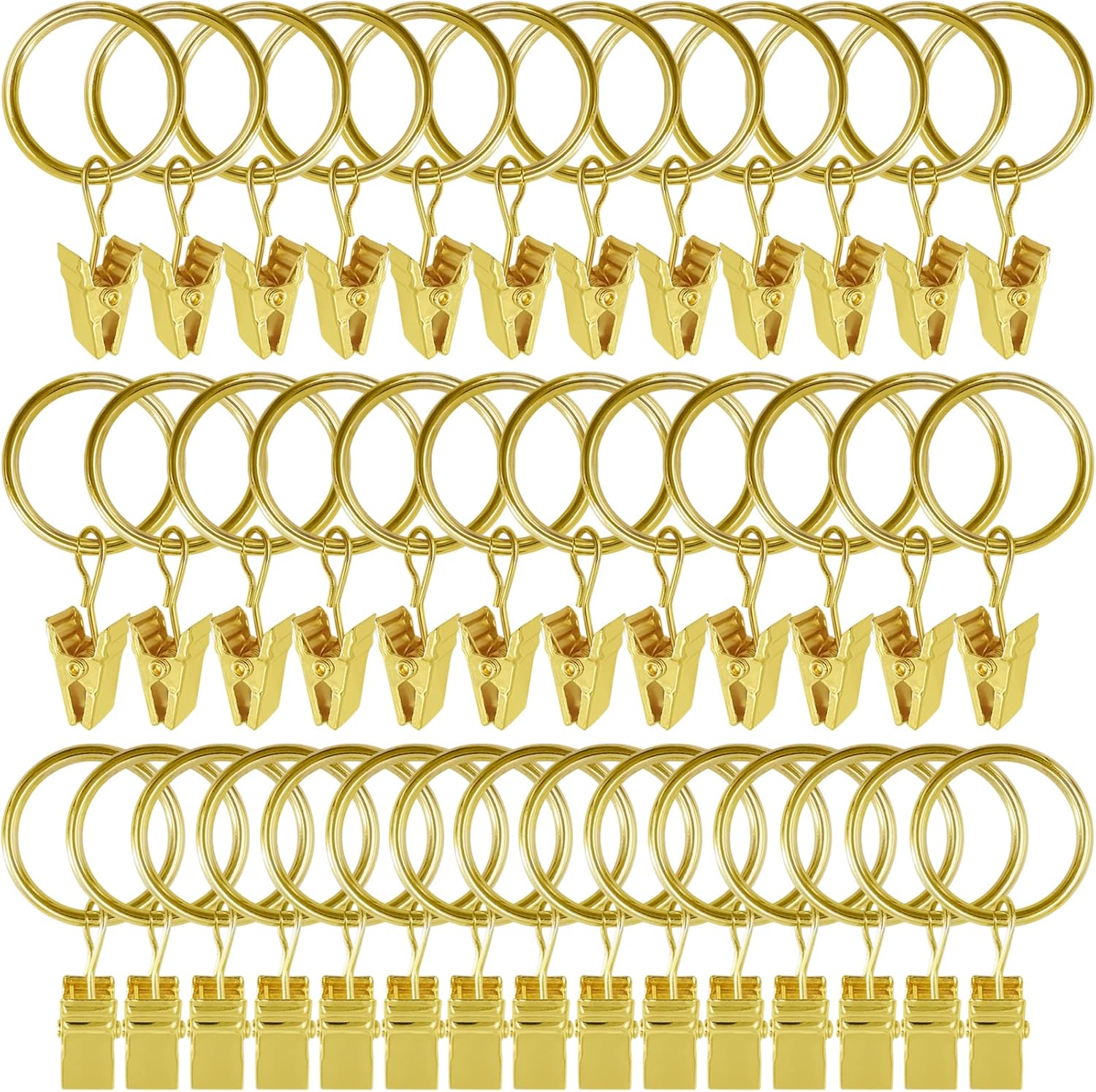 Gold Curtain Rings with Clips - Easy Drape Hanging!