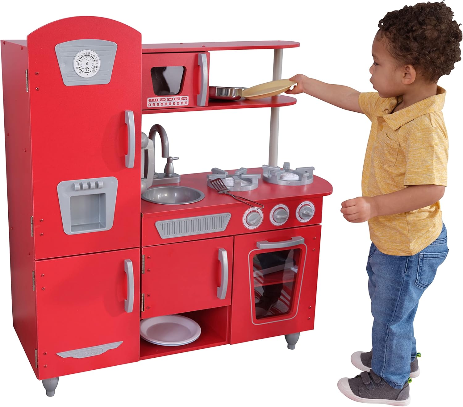 KidKraft Red Vintage Wooden Play Kitchen with Play Phone Fun