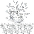 Crystal Leaf Napkin Rings Set of 18 - Rhinestone Gold & Silver