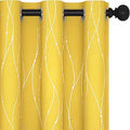 Deconovo Blackout Yellow Curtains and Drapes - Wave Line with Dots, 42