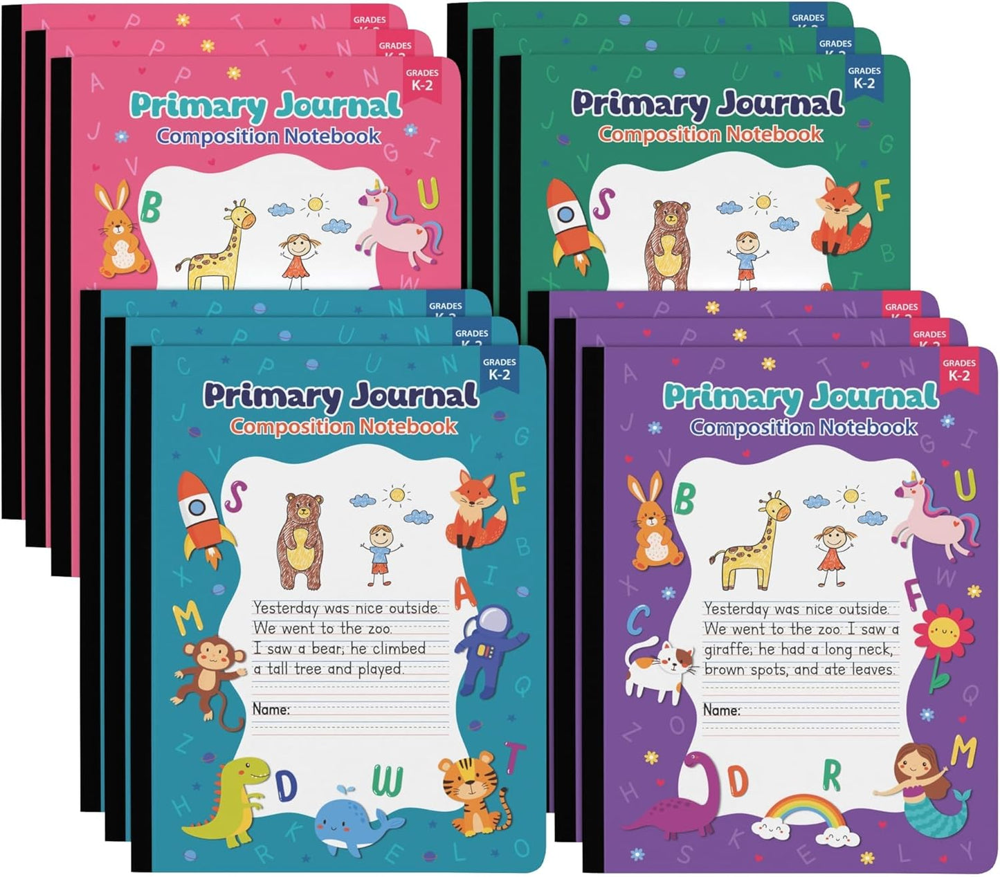 Primary Writing Journal 12-Pack - Picture Space, Ideal for K-2 Kids