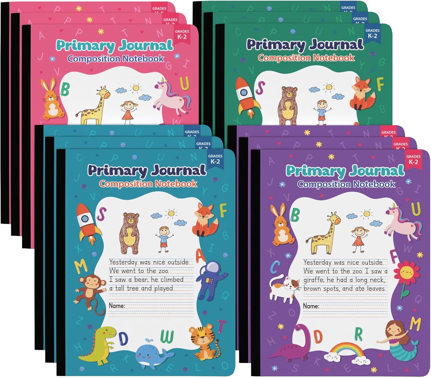 Primary Writing Journal 12-Pack - Picture Space, Ideal for K-2 Kids