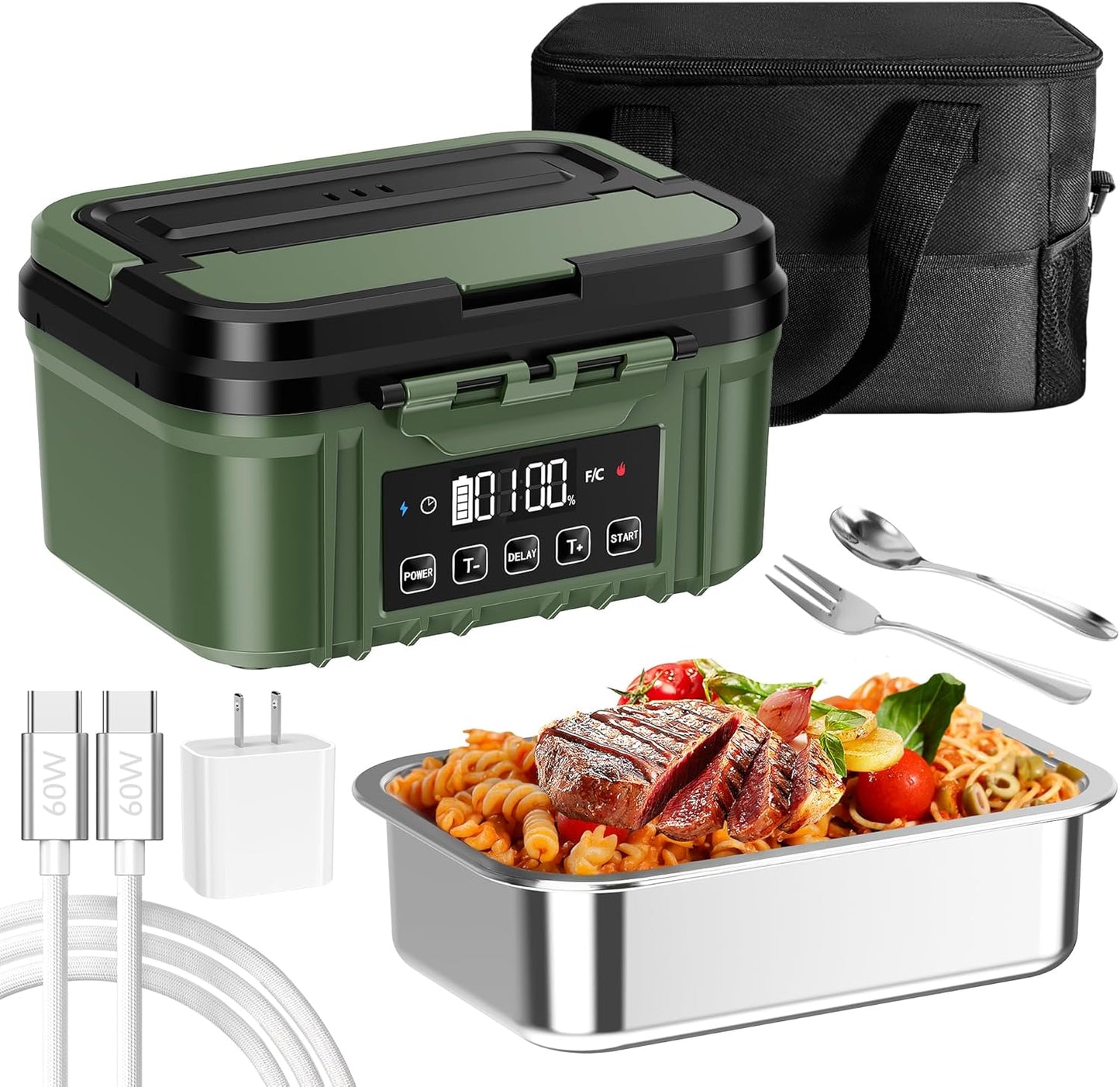 Cordless Electric Lunch Box for Adults: Battery-Powered Food Warmer