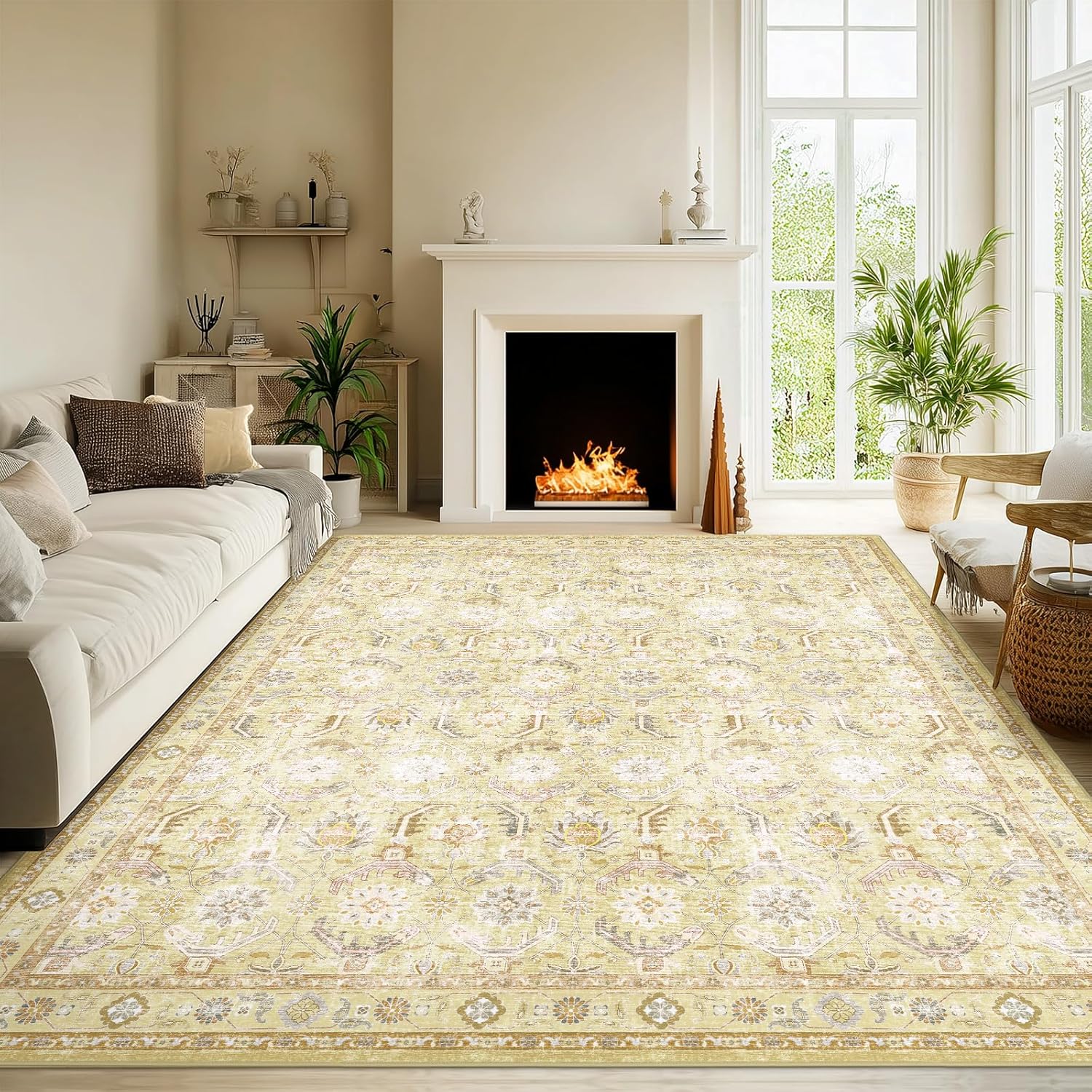 9x12 Area Rug, Soft Non Slip Washable Boho Modern Design