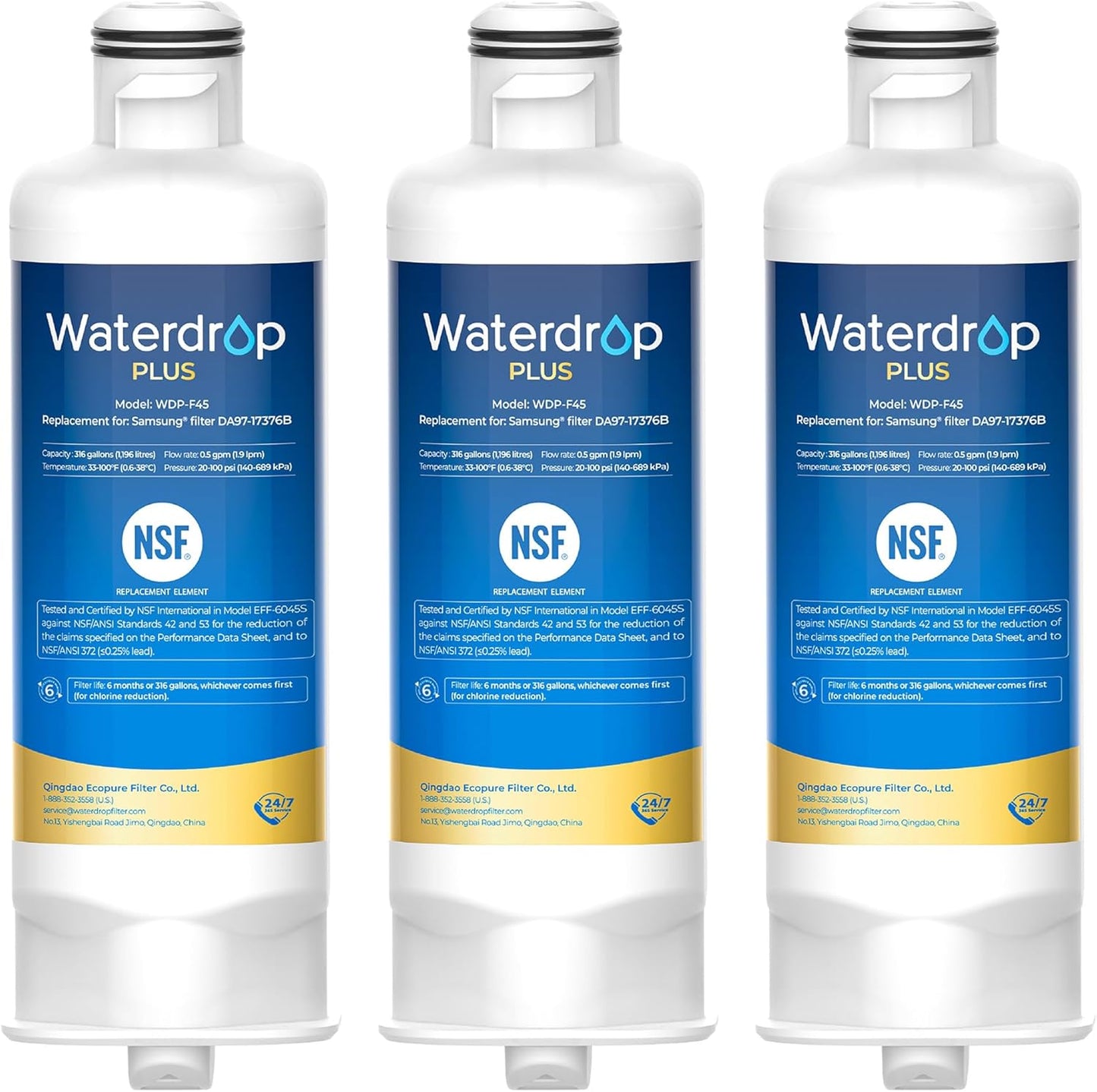 Waterdrop Plus DA97-17376B Water Filter for Samsung Refrigerators