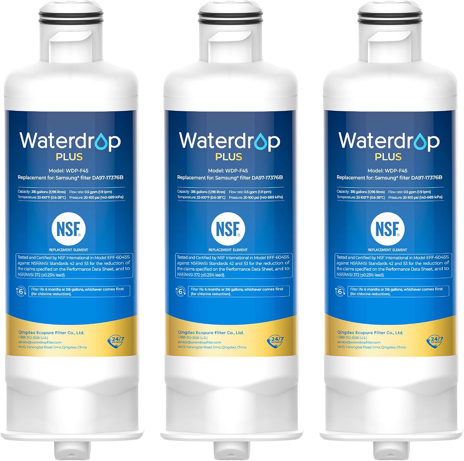 Waterdrop Plus DA97-17376B Water Filter for Samsung Refrigerators