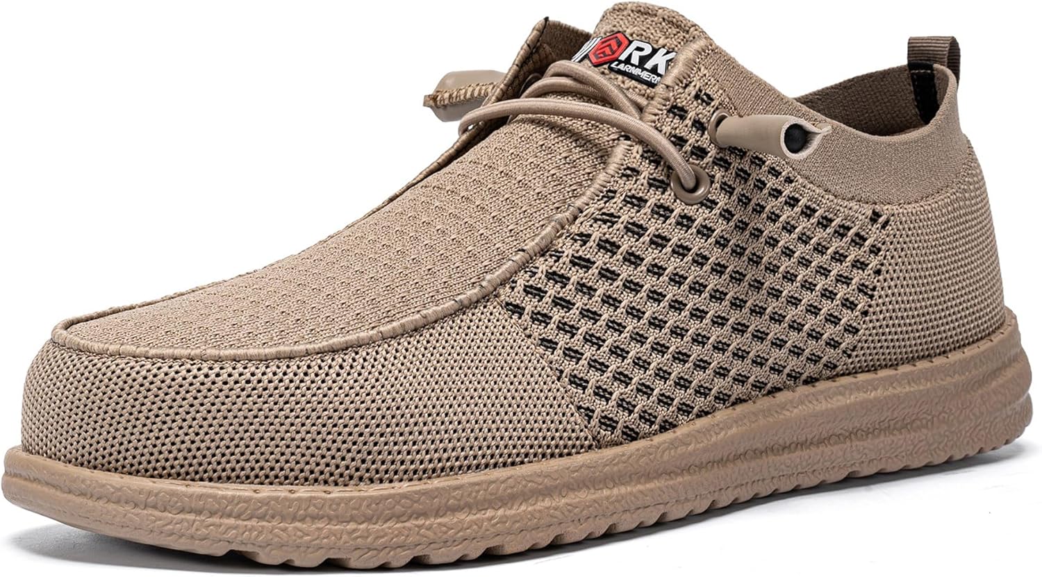 LARNMERN Slip On Steel Toe Shoes for Men - Lightweight Comfort