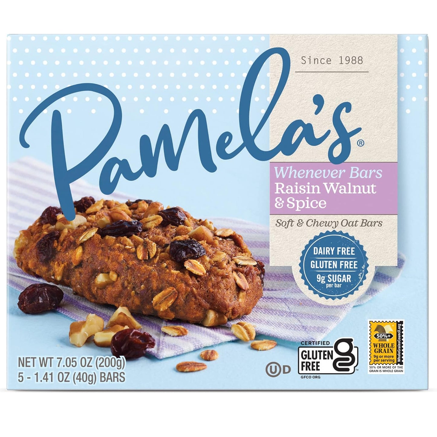 Pamela's Gluten Free Whenever Bars, Raisin Walnut Spice, 30 Count