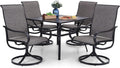 PHI VILLA 5 Piece Patio Dining Set with 360-Degree Swivel Chairs