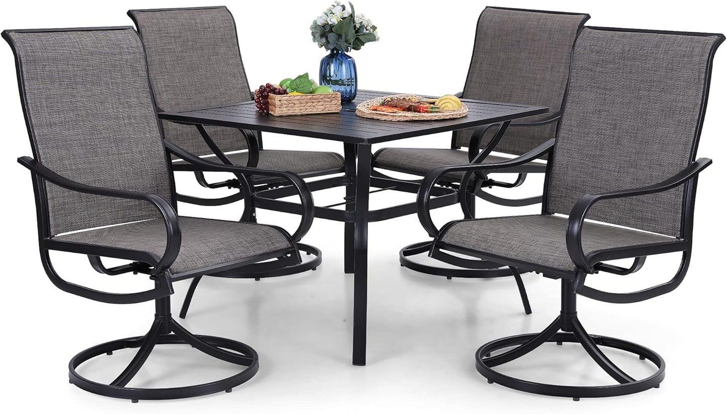 PHI VILLA 5 Piece Patio Dining Set with Swivel Chairs for Comfort