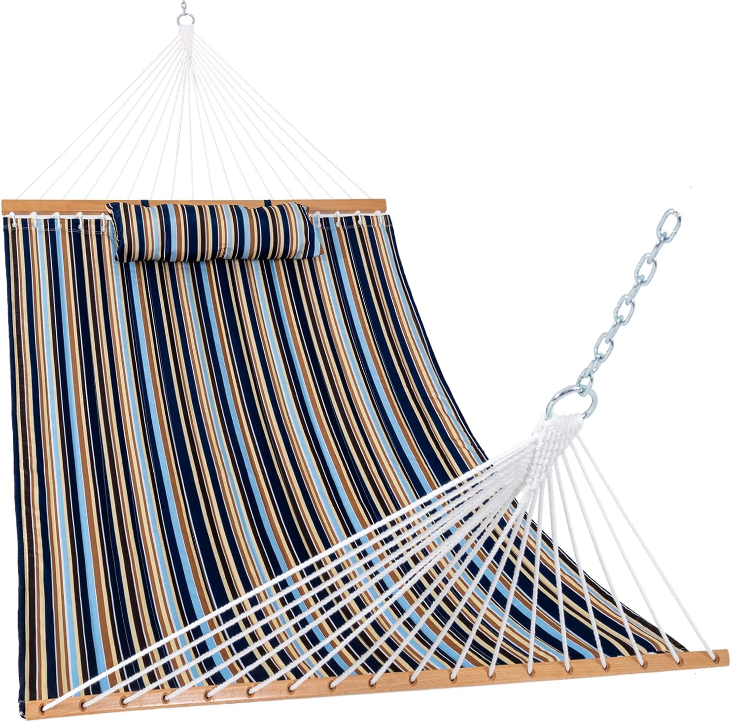 12FT Quilted Fabric Hammock with Pillow for Outdoor Relaxation