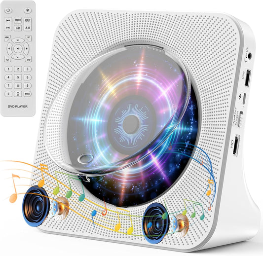Portable Bluetooth CD Player with Speakers and Remote Control