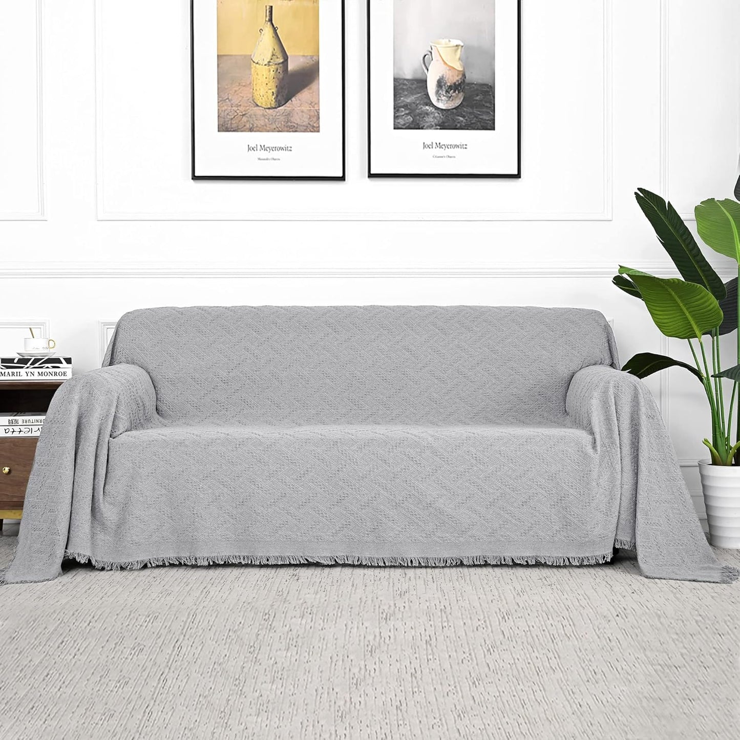 Light Grey Sofa Covers for 3 Cushion Couch by MYSKY HOME