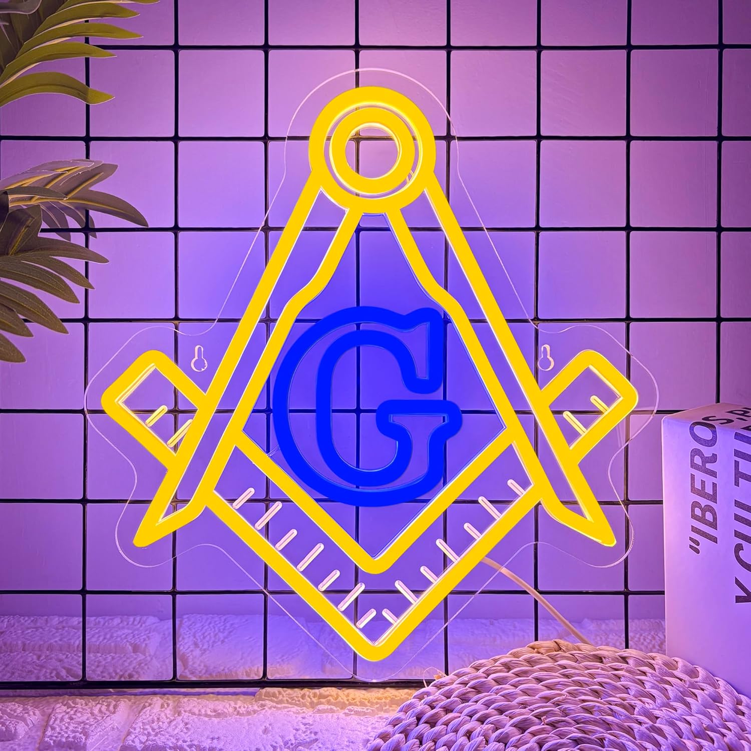 Masonic Neon Sign by Mutank - USB Powered LED Light for Decor
