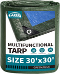 TARPAL 30x30 ft Green Tarp Waterproof Multipurpose Cover - Outdoor
