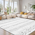9x12 Grey Living Room Area Rug - Machine Washable Boho Moroccan
