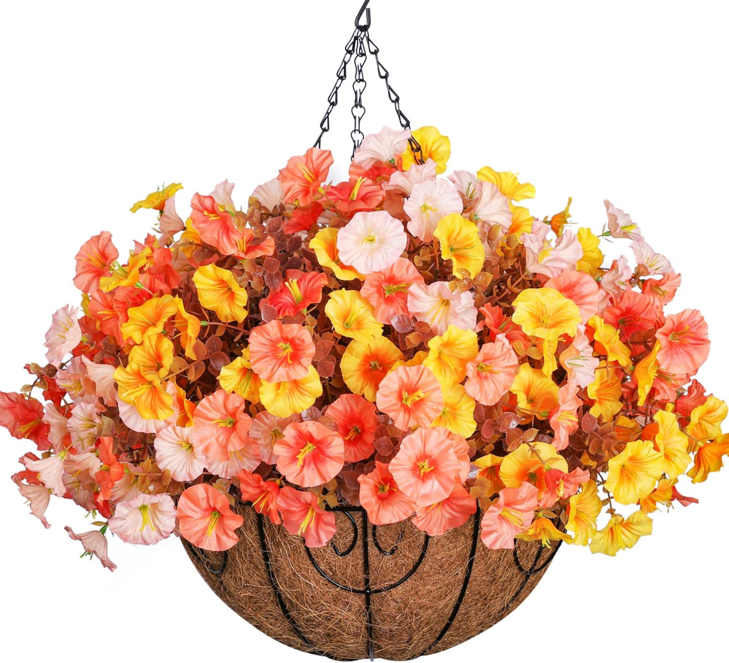 Artificial Hanging Flowers with Basket for Fall Decoration