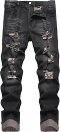 DANT BULUN Men's Ripped Slim Straight Leg Jeans - Comfortable Daily in