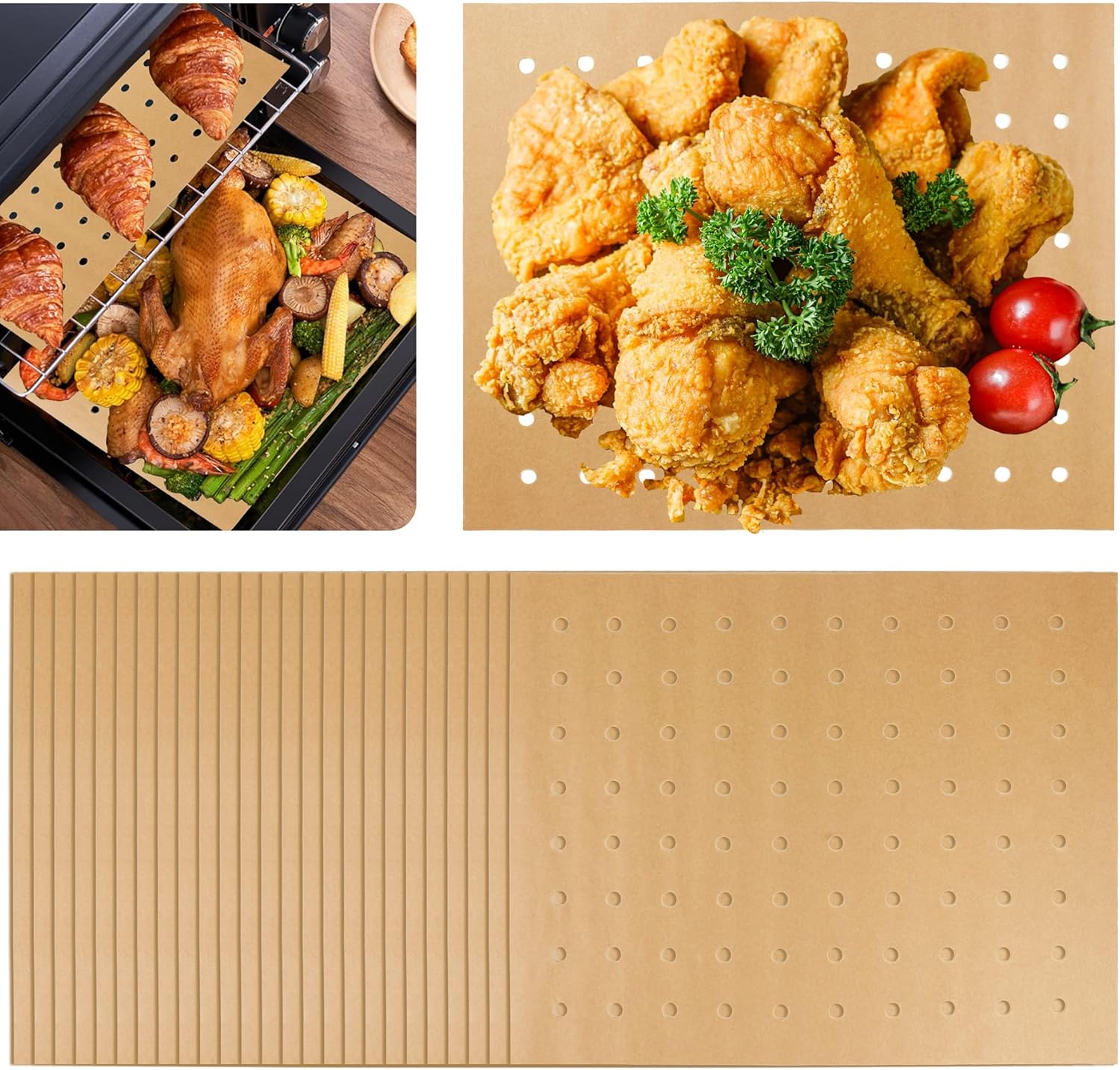 Nonstick Air Fryer Liners - 100 Pcs 11x9 inch Perforated Sheets