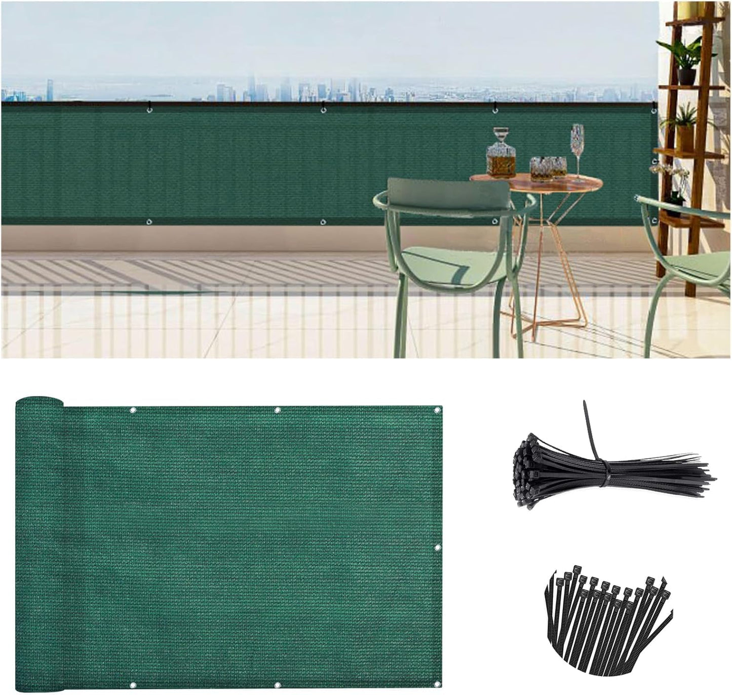Custom Size Dark Green Fence Covering Privacy Screen for Yards