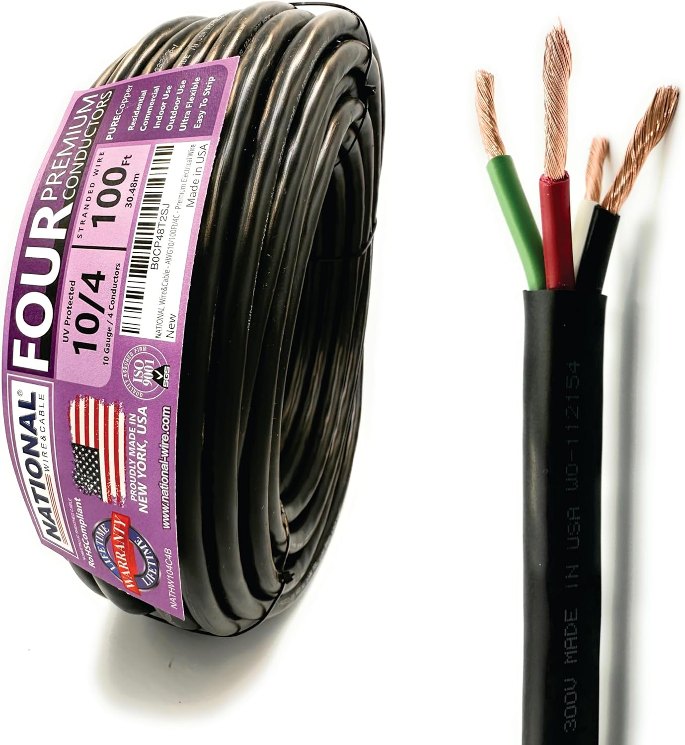 10 AWG 4-Conductor Premium Copper Wire for Heavy-Duty Use