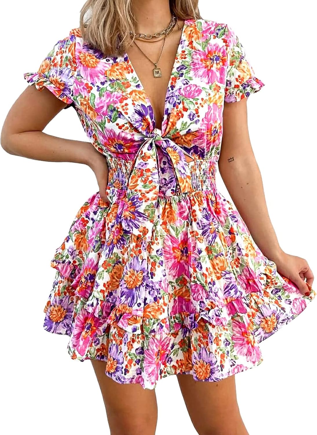 PRETTYGARDEN Women Summer Mini Short Dress for Beach Vacation