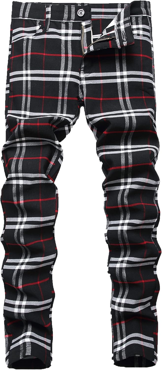 Stylish Skinny Fit Plaid Pants for Men - Perfect for Any Occasion