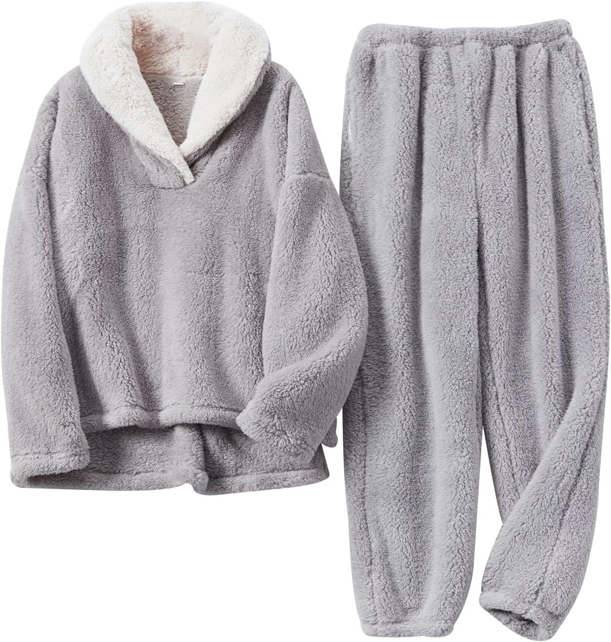 Arssm Mens Fluffy Pajamas Set for Cozy Winter Comfort