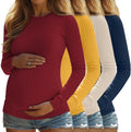 4 Pack Womens Maternity Ribbed Knit Long Sleeve Shirts