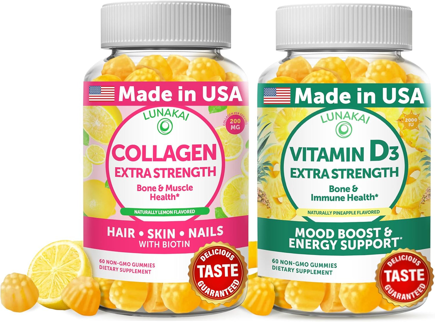 Lunakai Collagen and Vitamin D3 Gummies for Anti Aging Support