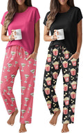 Ekouaer 2 Pack Pajamas for Women Set - Soft Cap Sleeve Lounge Set Sets