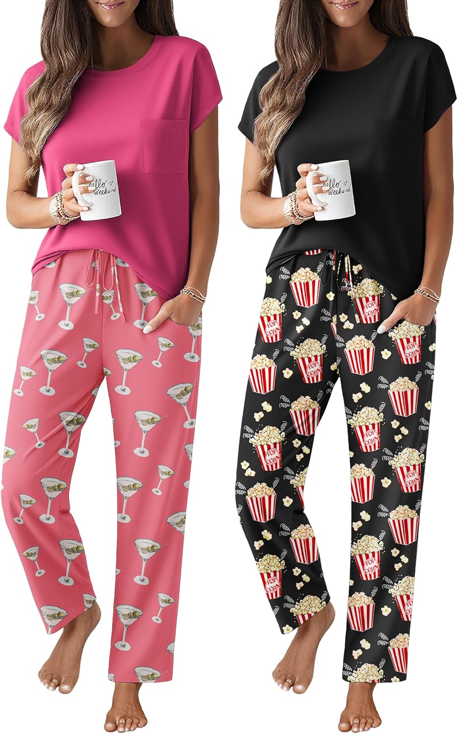 Ekouaer Pajamas for Women Set Cap Sleeve Top and Pants Soft Sleepwear