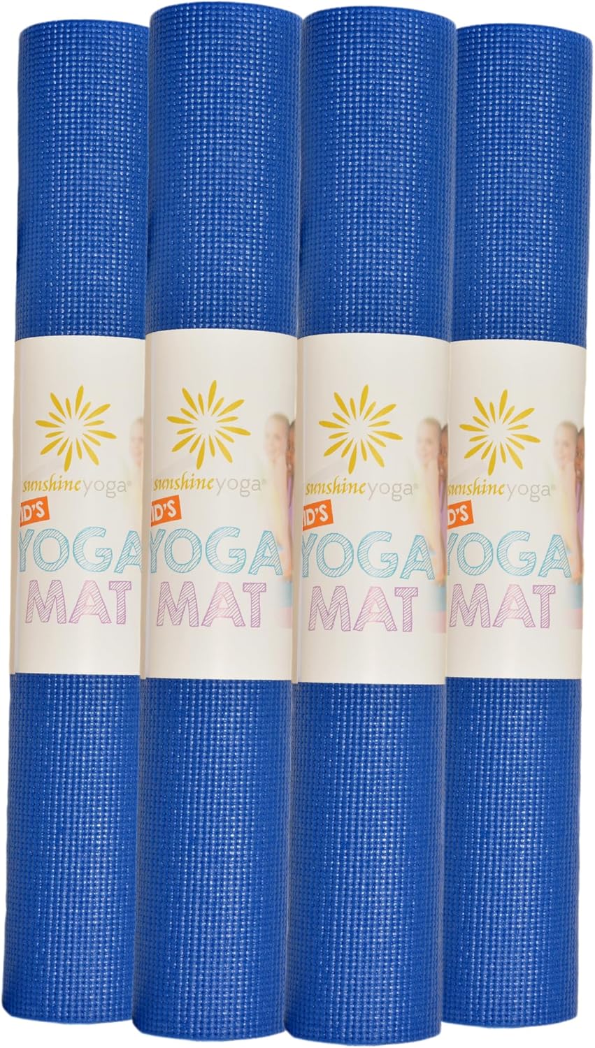 Non Slip Kids Yoga Mats 4 Pack - Easy Clean 4mm Thick